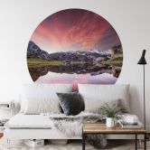 Round wall mural Cuadrado - Dawn at Los Lagos - non self-adhesive/self-adhesive wallpapers 