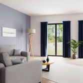 Homing Fertigschal mit verdeckten Schlaufen Galdin blau -  2,45 x 1,4 m 