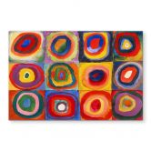 Glasbild Kandinsky - Farbstudie: Quadrate und konzentrische Ringe 