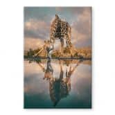Glasbild Reflexion einer Giraffe in der Wildnis - Amtmann 