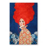 Glasbild Frau mit rotem Haar und Blüten - Hülya 