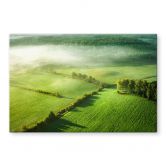 Glasbild Idyllische Felder im Nebel - Keller 