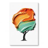 Glasschilderijen Boom met oranje en groene 3D-kroon - Mielu 