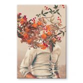 Glasbild Moth - Mann mit Blumen - Surreale Kunst 