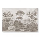 Glasbild Landschaft mit Gartenlandschaft in Beige - Ms Tiff 