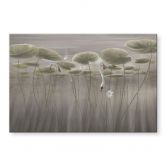 Glasschilderijen Lotusbloemen met zwaan in water in grijs - Ms Tiff 