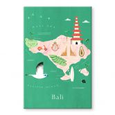 Glasbild Karte von Bali - Rivers 