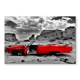 Glasbild Roter Cadillac 