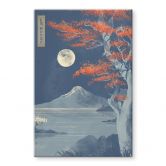 Glasbild Vollmond über dem Gipfel des Fuji-san | Japanische Landschaft - Roze 