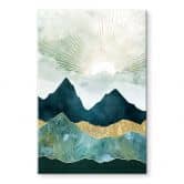 Glasschilderij Zonnig landschap in blauw en goud - SpaceFrog Designs 