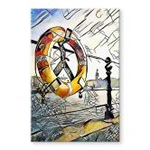 Glasbild Zamart - Kandinsky trifft Hamburg am Hafen 