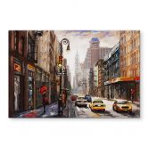 Glasbild Roter Schirm in New York Aquarell 