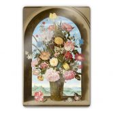Glasbild Bosschaert - Blumenvase in einer Fensternische 