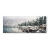 Glasbild Winterwald am See | Landschaftsmotiv fürs Wohnzimmer - Rostovskiy - Panorama 
