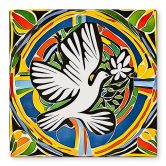 Glasschilderij Kleurrijke vredesduif - Geïnspireerd door Matisse - Zamart 