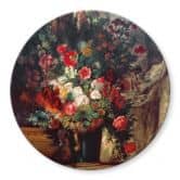Glasbild Delacroix - Vase mit Blumen auf einer Konsole - Rund 