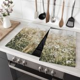 Stove cover plate for the kitchen - Summer meadow with camomile - Annie 