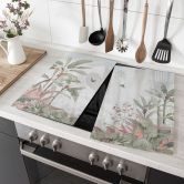 Herdabdeckplatte Tropische Idylle mit Kolibri Blau - Bloomery Decor 
