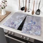 Herdabdeckplatte - Blaue Aquarell-Pflanzen - Haase 