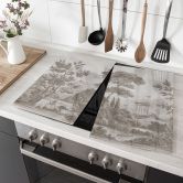 Herdabdeckplatte Landschaft mit Gartenlandschaft in Beige - Ms Tiff 