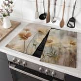 Herdabdeckplatte Blumenpracht in warmen Pastelltönen - Paksoylu 