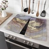 Herdabdeckplatte Marmor-Optik - Edle Strukturen in Gold und Violett - Shelest 