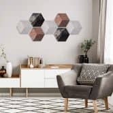 3D Hexagon - Alu-Dibond Set Marmorvariationen (7er Set) 