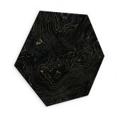 Hexagon Wandbild Abstrakte Linien Schwarz-gold - Amini - Alu-Dibond 