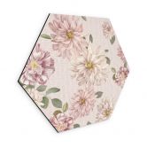 Sekskantet Billede Dahliaer Shabby Chic Pink - Blomsterdekoration - Aluminium Dibond 