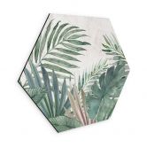 Hexagon Wandbild Dschungel-Blätter Grün Aquarell - Bloomery Decor - Alu-Dibond 