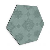 Hexagon Wandbild Mandala-Muster Marrakesch Grün - Bloomery Decor - Alu-Dibond 