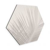 Sekskantet Billede af palmeblade i hørlook - Bloomery Decor - aluminium dibond 