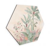 Hexagon Wandbild Tropische Idylle mit Kolibri Apricot - Bloomery Decor - Alu-Dibond 