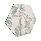 Hexagon Wandbild Tropischer Wald mit Kakadus - Bloomery Decor - Alu-Dibond 