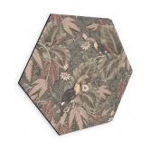 Hexagon Wandbild Tukan im Tropenwald - Bloomery Decor - Alu-Dibond 