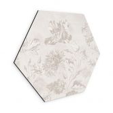 Hexagon Wandbild Wildblumen in Kreide-Optik Greige - Bloomery Decor - Alu-Dibond 