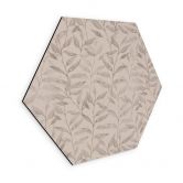 Hexagon Wandbild Zarte Aquarell-Blätter - Soft Grau - Bloomery Decor - Alu-Dibond 