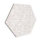 Hexagon Wandbild Zarte Aquarell-Blätter - Soft Beige - Bloomery Decor - Alu-Dibond 