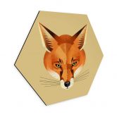 Hexagon Wandbild Fuchs - Alu-Dibond - Braun 