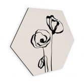 Hexagon Wandbild Line Art Zwei Mohnblumen - Cats & Dotz - Alu-Dibond 