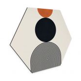 Hexagon Wandbild Abstrakte Linien und Kreise im Einklang - Costa - Alu-Dibond 