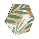 Hexagon Wandbild Abstrakte Zweige im tropischen Look - Costa - Alu-Dibond 