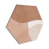 Hexagon Wandbild Boho Aquarell-Formen in Brauntönen - Costa - Alu-Dibond 