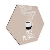 Hexagon Wandbild Heiße Tasse Kaffee am Morgen - EMELIEmaria - Alu-Dibond 