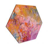 Hexagon Wandbild Abstrakter bunter Rosengarten - Fagan - Alu-Dibond 