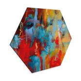 Hexagon Wandbild Farbenfrohes Chaos - Fedrau - Alu-Dibond 