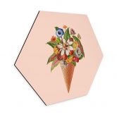Wandbild Frida Floral Studio - Blumige Eistüte - Hexagon Alu-Dibond 