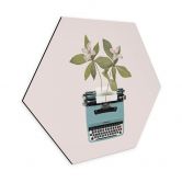 Hexagon Wandbild Frida Floral Studio - Botanische Schreibmaschine - Alu-Dibond 