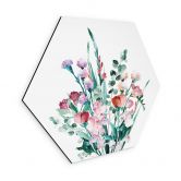 Hexagon Wandbild Wildblumen Bouquet im Frühling - Goed Blauw - Alu-Dibond 