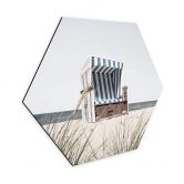 Hexagon Wandbild Strandkorb an der Ostsee - Alu-Dibond 